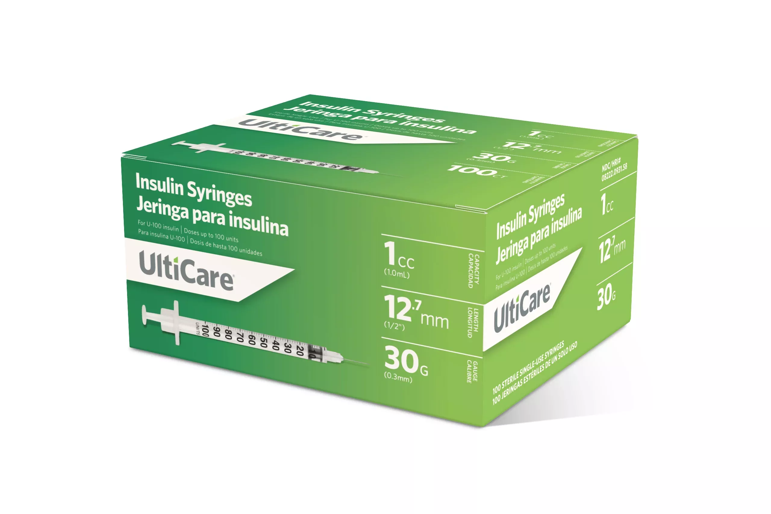 UltiCare™ Insulin Syringe 1cc, 30G x 1/2" Needle