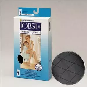Ultrasheer Thigh-High with Silicone Band and Diamond Pattern, 20-30, Closed, Classic Black, Small