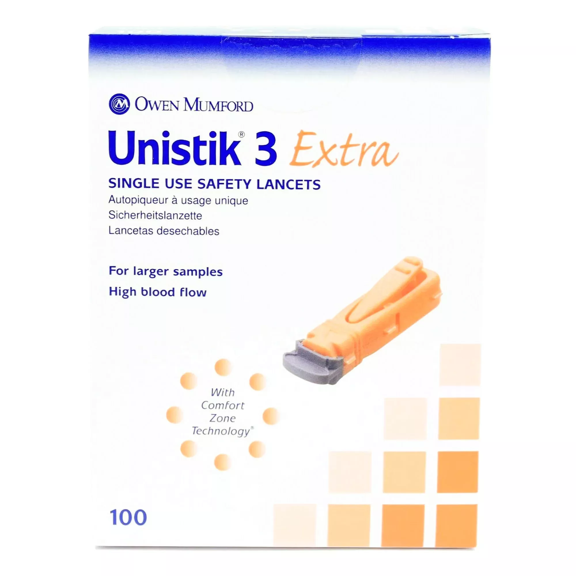 Unistik 3 Extra Safety Lancet, 21 Gauge, 2-mm Depth