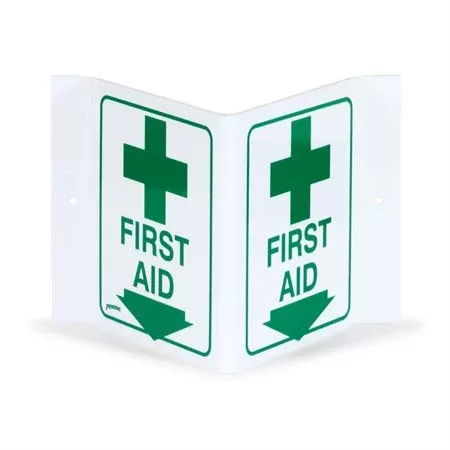 V-Shape Sign First Aid" Sign