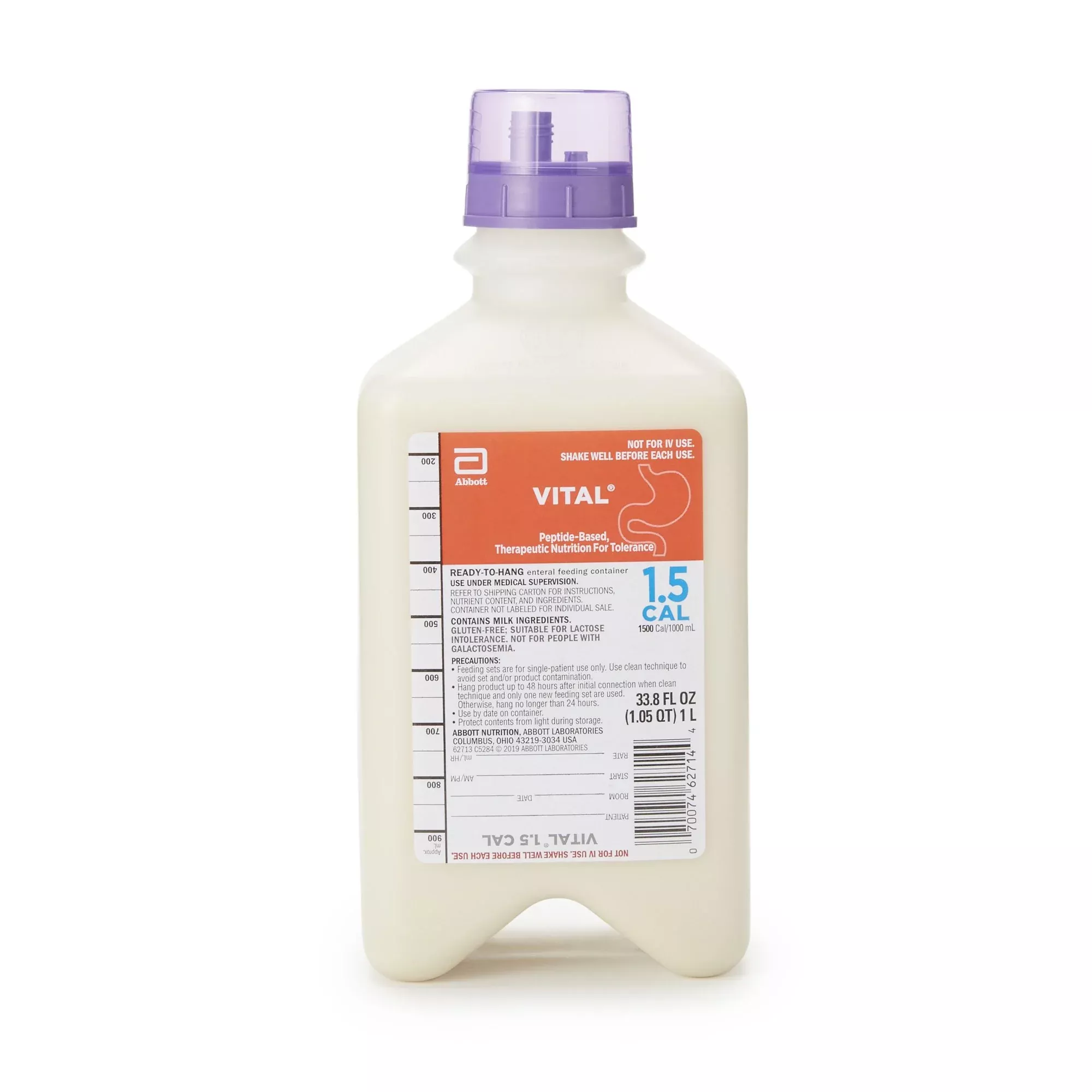 Vital 1.5 Cal Vanilla Peptide-Based Nutrition for Ages 14+, 1 liter container