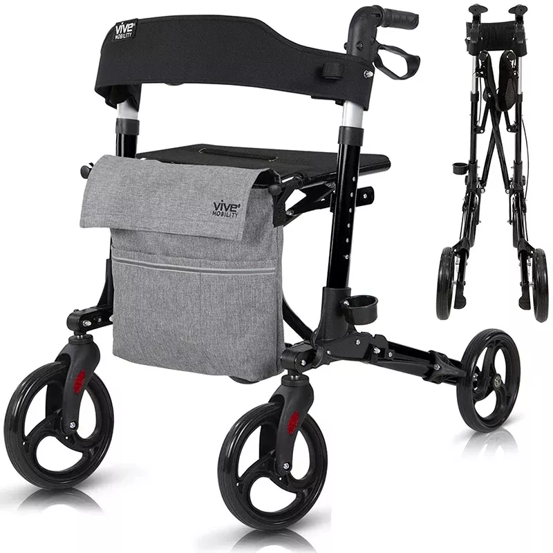 Vive Mobility Rollator Walker - 4 Wheeled with Seat (MOB1010)