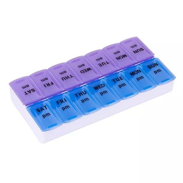 Weekly Twice-A-Day Pill Organizer, 7-Day Capacity