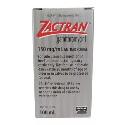 Zactran (Gamithromycin) Antimicrobial Injection for Cattle, 100mL Boehringer Ingelheim 126655