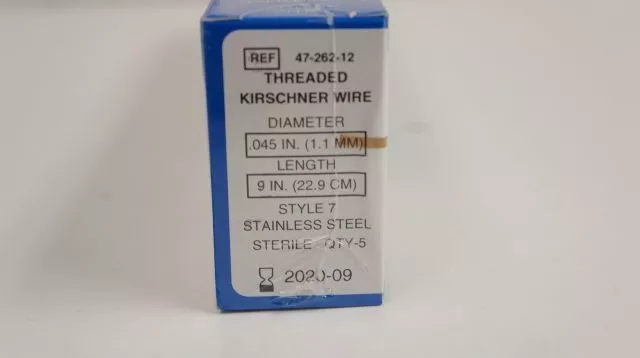 Zimmer 47-262-12 Threaded Kirschner Wire Style 7 .045in x 9in ~ Box of 5
